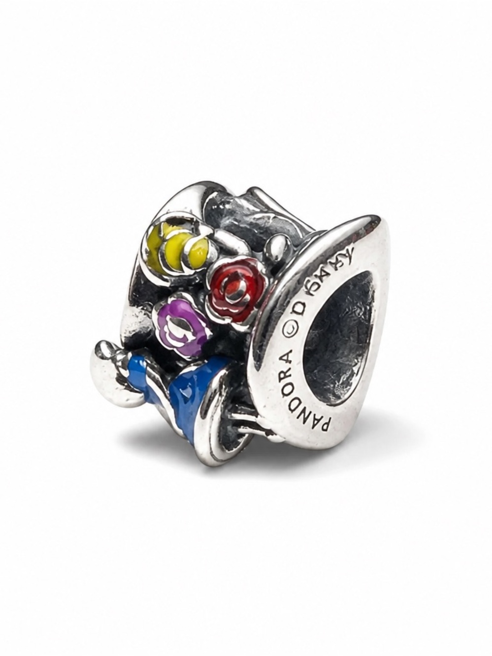 Pandora Silver Enamel Floral Witch Hat Charm - Multicolor new with out tag